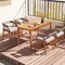 Costway Patio Chairs Set of 4 Outdoor Acacia Wood Dining Chairs with Cushions for Garden